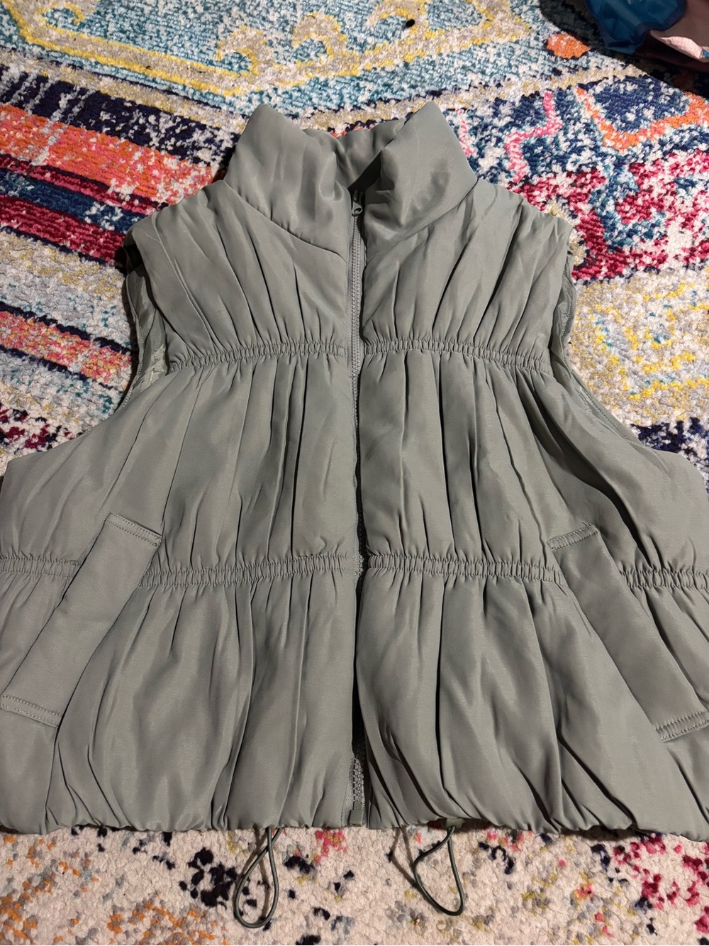 Dry Goods Sage Green Quilted Drawstring Vest